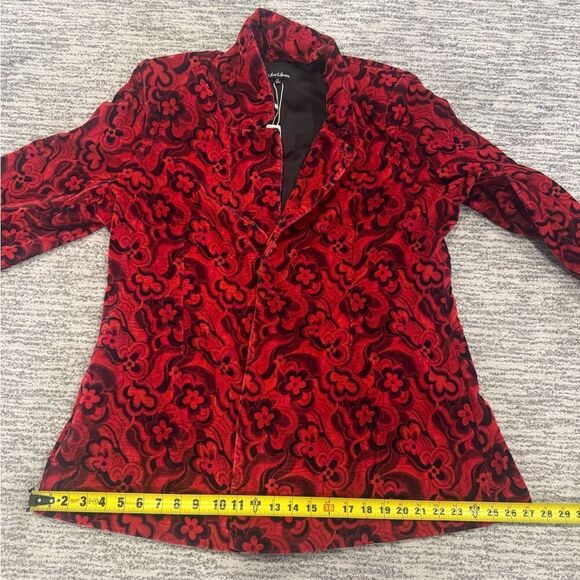 NWT Penny Blazer Red Velvet Floral Retro Size 2XL - Picture 11 of 16